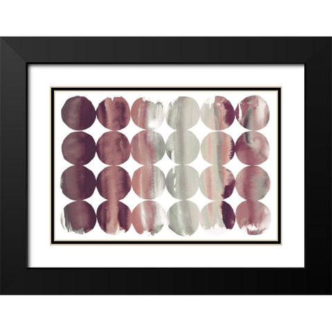 Summer Dots Plum Horizontal Black Modern Wood Framed Art Print with Double Matting by DeNeige, Elyse