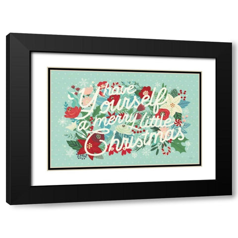 Christmas Wishes I Bright Black Modern Wood Framed Art Print with Double Matting by Marshall, Laura