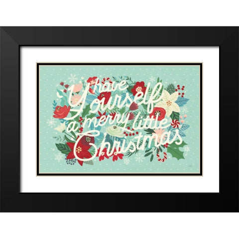 Christmas Wishes I Bright Black Modern Wood Framed Art Print with Double Matting by Marshall, Laura