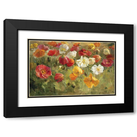 Poppy Field Black Modern Wood Framed Art Print with Double Matting by Nai, Danhui