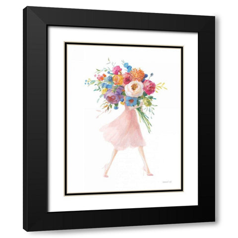 Bursting with Flowers II Black Modern Wood Framed Art Print with Double Matting by Nai, Danhui