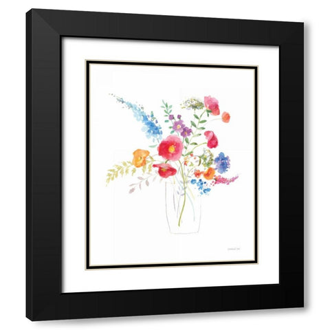 Semi Abstract Floral II Black Modern Wood Framed Art Print with Double Matting by Nai, Danhui