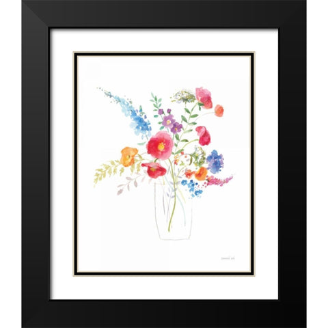 Semi Abstract Floral II Black Modern Wood Framed Art Print with Double Matting by Nai, Danhui