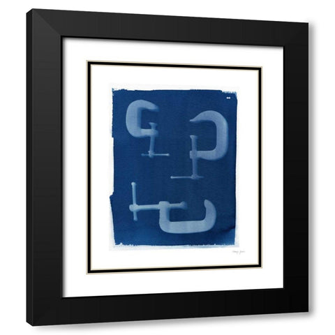 Cyanotype Tools II Black Modern Wood Framed Art Print with Double Matting by Green, Nancy