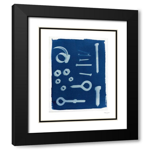 Cyanotype Tools IX Black Modern Wood Framed Art Print with Double Matting by Green, Nancy