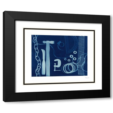 Cyanotype Tools XVI Black Modern Wood Framed Art Print with Double Matting by Green, Nancy
