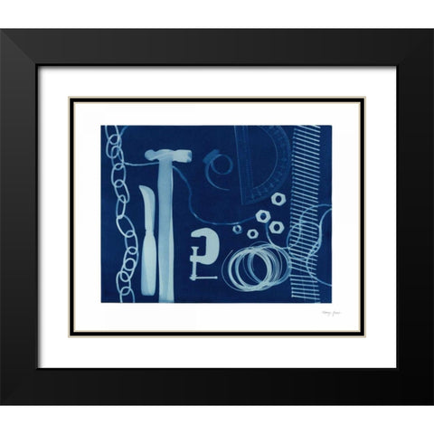Cyanotype Tools XVI Black Modern Wood Framed Art Print with Double Matting by Green, Nancy
