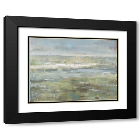 Gray Blue Field Black Modern Wood Framed Art Print with Double Matting by Nai, Danhui