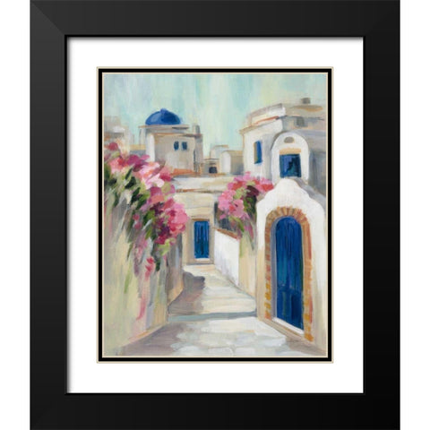 Santorini Street I Black Modern Wood Framed Art Print with Double Matting by Vassileva, Silvia