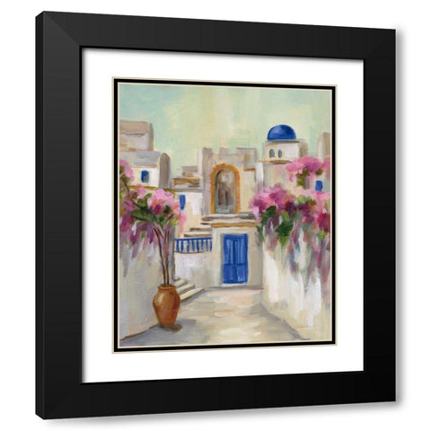 Santorini Street II Black Modern Wood Framed Art Print with Double Matting by Vassileva, Silvia