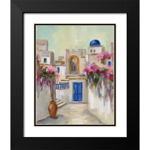 Santorini Street II Black Modern Wood Framed Art Print with Double Matting by Vassileva, Silvia