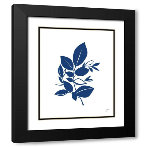 Bay Leaves Blue I Black Modern Wood Framed Art Print with Double Matting by Panganiban, Karyn