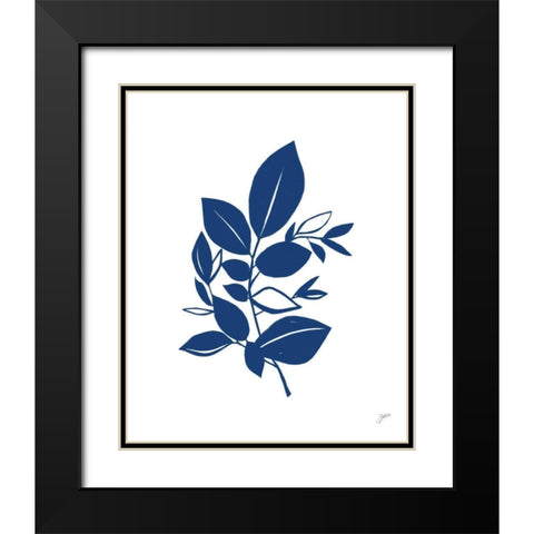 Bay Leaves Blue I Black Modern Wood Framed Art Print with Double Matting by Panganiban, Karyn