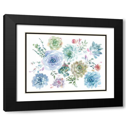 Pretty Succulents Black Modern Wood Framed Art Print with Double Matting by Nai, Danhui