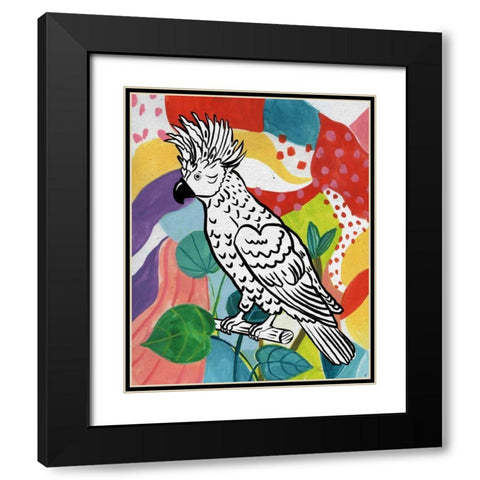 Jungle Cockatoo Black Modern Wood Framed Art Print with Double Matting by Zaman, Farida