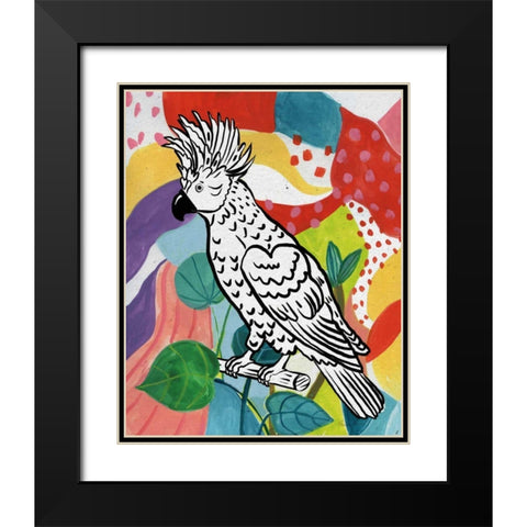 Jungle Cockatoo Black Modern Wood Framed Art Print with Double Matting by Zaman, Farida