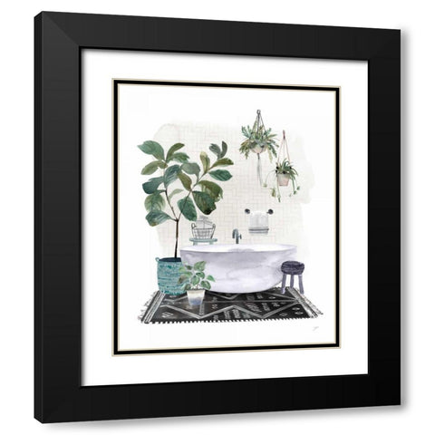 Courtyard Bath No Cat Neutral Black Modern Wood Framed Art Print with Double Matting by Panganiban, Karyn