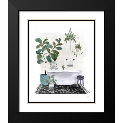 Courtyard Bath No Cat Neutral Black Modern Wood Framed Art Print with Double Matting by Panganiban, Karyn