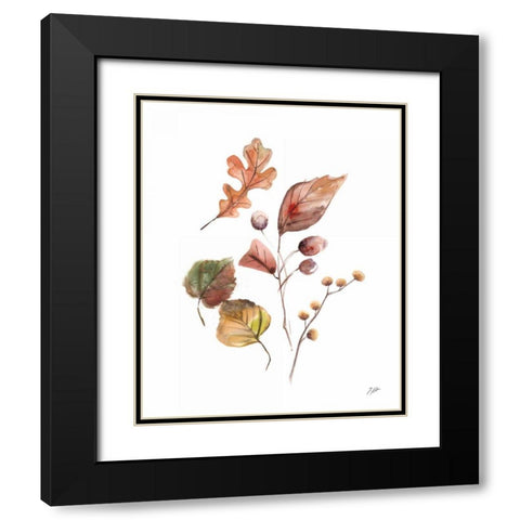Pieces of Autumn I Black Modern Wood Framed Art Print with Double Matting by Panganiban, Karyn