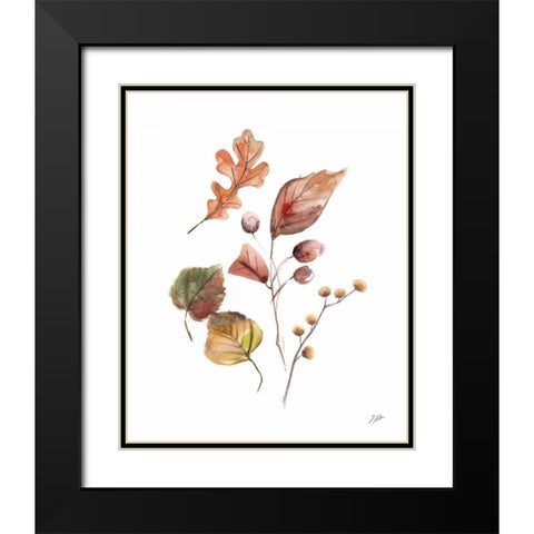 Pieces of Autumn I Black Modern Wood Framed Art Print with Double Matting by Panganiban, Karyn