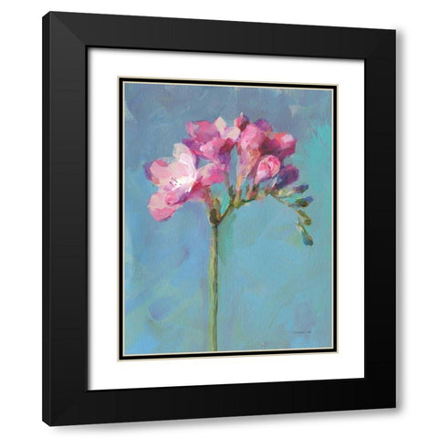 Modern Freesia II Black Modern Wood Framed Art Print with Double Matting by Nai, Danhui