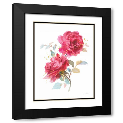 Bold Roses II Black Modern Wood Framed Art Print with Double Matting by Nai, Danhui