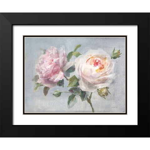 Light Lovely Roses Black Modern Wood Framed Art Print with Double Matting by Nai, Danhui