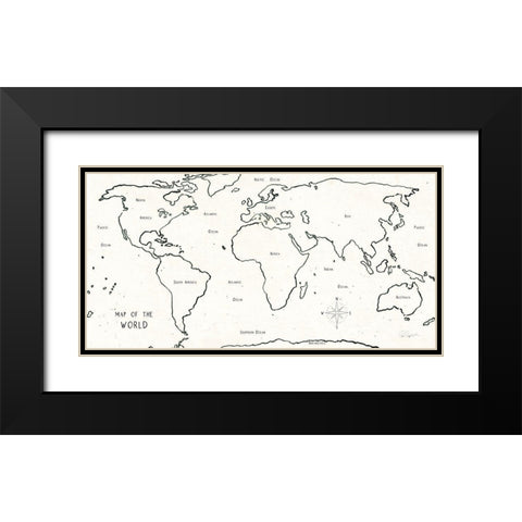 Sketch Map II Black Modern Wood Framed Art Print with Double Matting by Schlabach, Sue