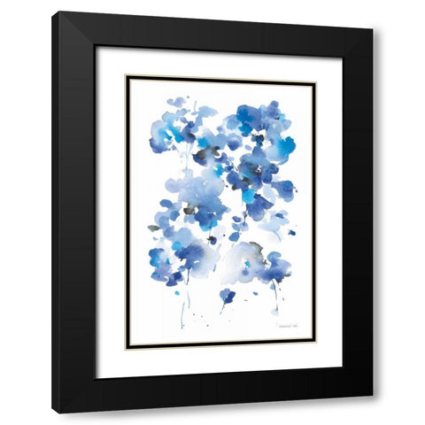 Cascading Petals I Black Modern Wood Framed Art Print with Double Matting by Nai, Danhui