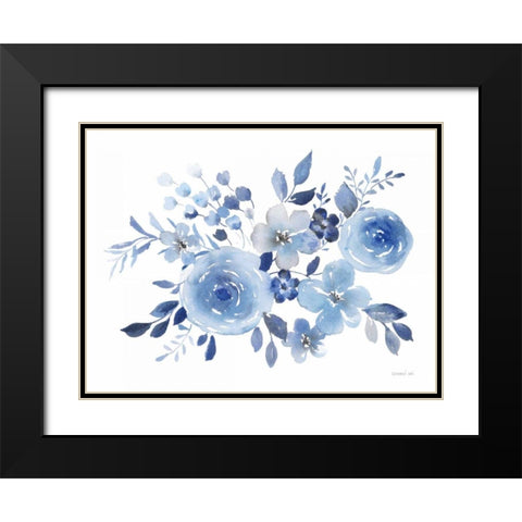 Fresh Blue Bower I Black Modern Wood Framed Art Print with Double Matting by Nai, Danhui