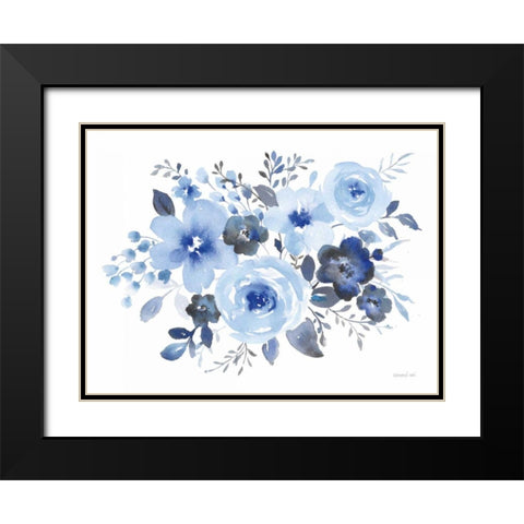 Fresh Blue Bower II Black Modern Wood Framed Art Print with Double Matting by Nai, Danhui