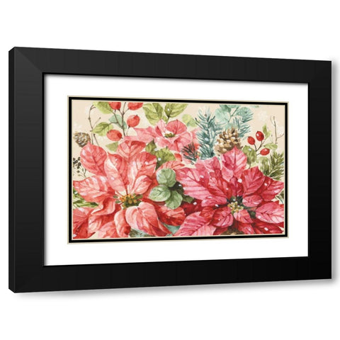 Our Christmas Story Poinsettias Black Modern Wood Framed Art Print with Double Matting by Audit, Lisa