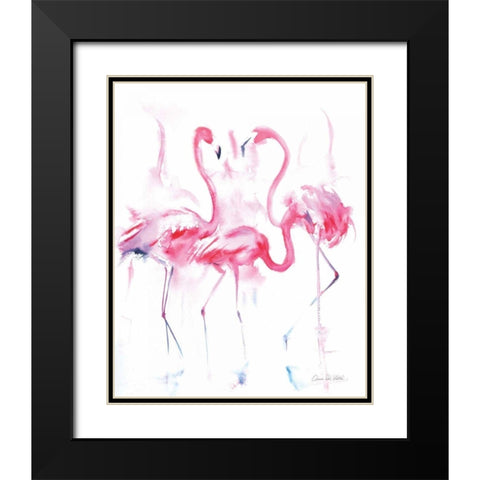 Flamingo Trio Black Modern Wood Framed Art Print with Double Matting by Valle, Aimee Del