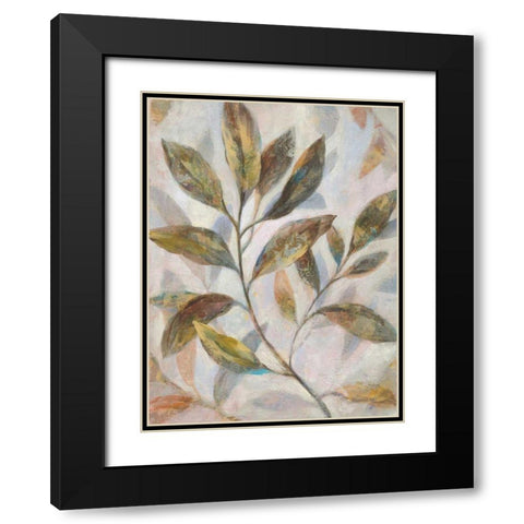 Leafy Flow I Black Modern Wood Framed Art Print with Double Matting by Nai, Danhui