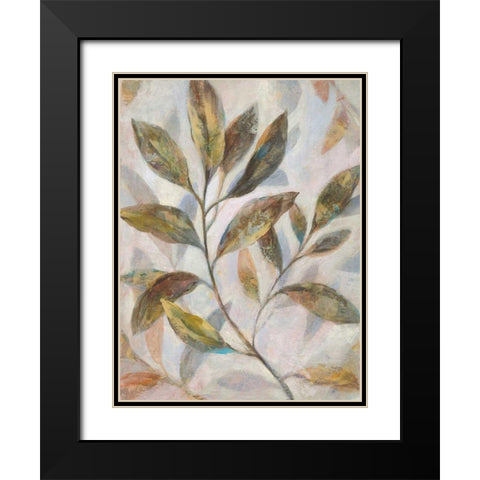 Leafy Flow I Black Modern Wood Framed Art Print with Double Matting by Nai, Danhui
