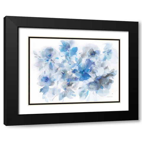 Floral Abstraction Black Modern Wood Framed Art Print with Double Matting by Nai, Danhui