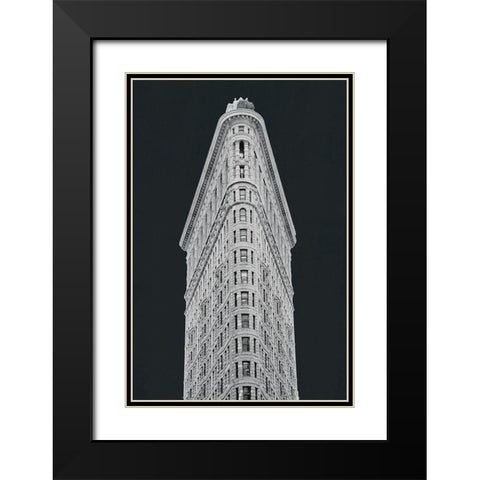 Flatiron Building on Black Black Modern Wood Framed Art Print with Double Matting by Wild Apple Portfolio