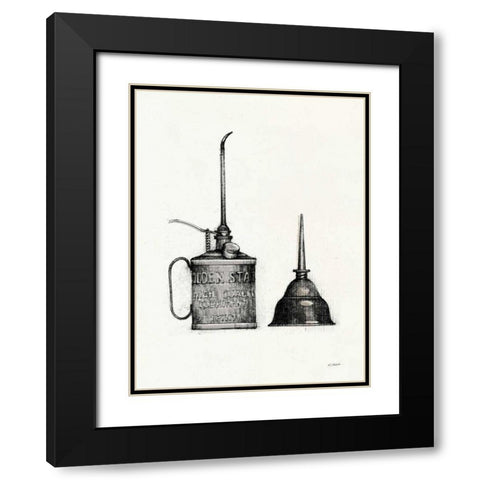 Oil Cans with Color Crop Black Modern Wood Framed Art Print with Double Matting by Schick, Mike