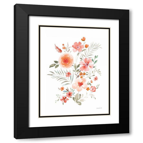 Floral Serenade IV Black Modern Wood Framed Art Print with Double Matting by Nai, Danhui