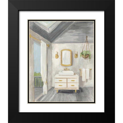 Attic Bathroom I Gray Wood Black Modern Wood Framed Art Print with Double Matting by Vassileva, Silvia