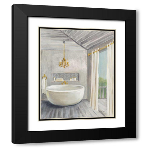 Attic Bathroom II Gray Wood Black Modern Wood Framed Art Print with Double Matting by Vassileva, Silvia