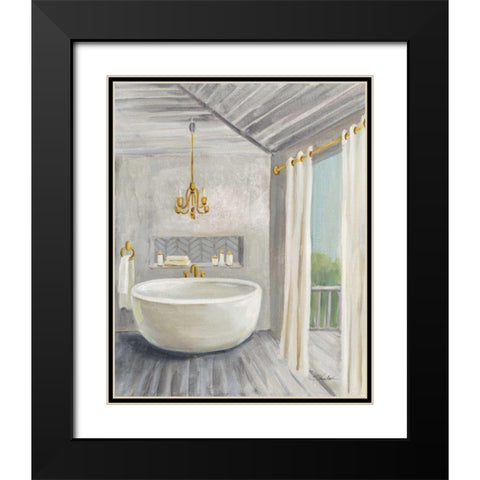 Attic Bathroom II Gray Wood Black Modern Wood Framed Art Print with Double Matting by Vassileva, Silvia