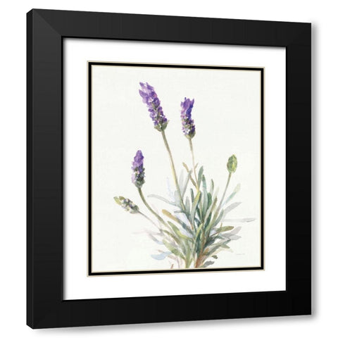 Floursack Lavender III on Linen Black Modern Wood Framed Art Print with Double Matting by Nai, Danhui