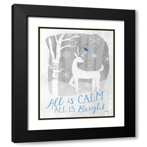 Woodland Wishes I Blue Black Modern Wood Framed Art Print with Double Matting by Marshall, Laura