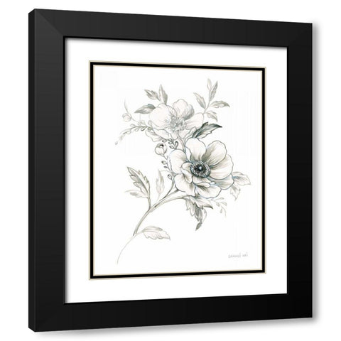 Sketchbook Garden VII BW Black Modern Wood Framed Art Print with Double Matting by Nai, Danhui