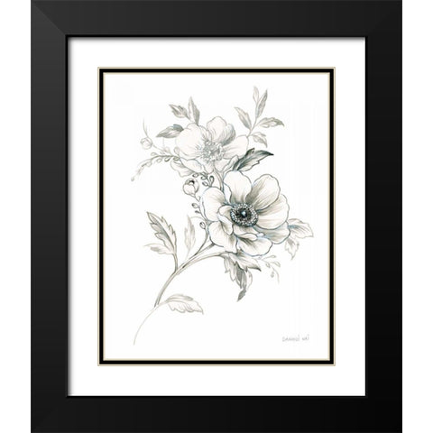 Sketchbook Garden VII BW Black Modern Wood Framed Art Print with Double Matting by Nai, Danhui