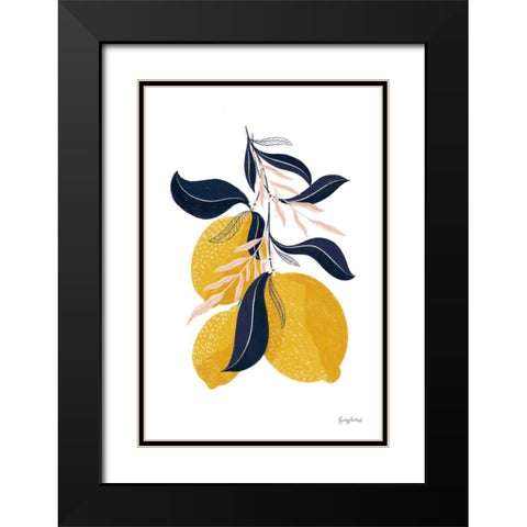 Lemons I No Words Black Modern Wood Framed Art Print with Double Matting by Thorns, Becky