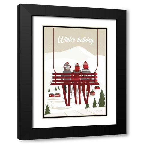 Winter Holiday Red Black Modern Wood Framed Art Print with Double Matting by Escalante, Omar