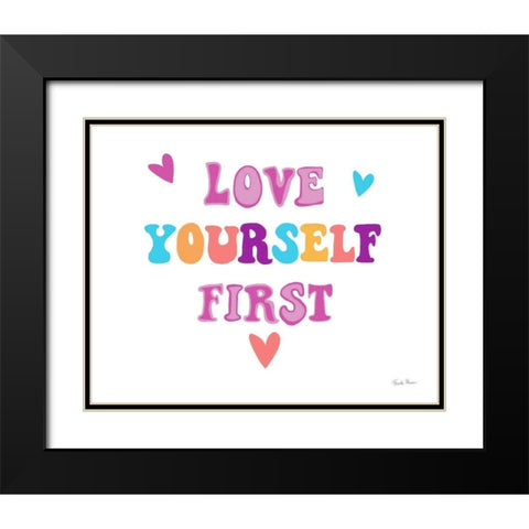 Love Yourself First Black Modern Wood Framed Art Print with Double Matting by Zaman, Farida