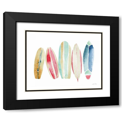 Surfboards in a Row Black Modern Wood Framed Art Print with Double Matting by Pete, Katrina